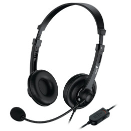 Слушалки с микрофон Genius HS-230U,USB, Mic, Black - GENIUS-HS-230U-BK