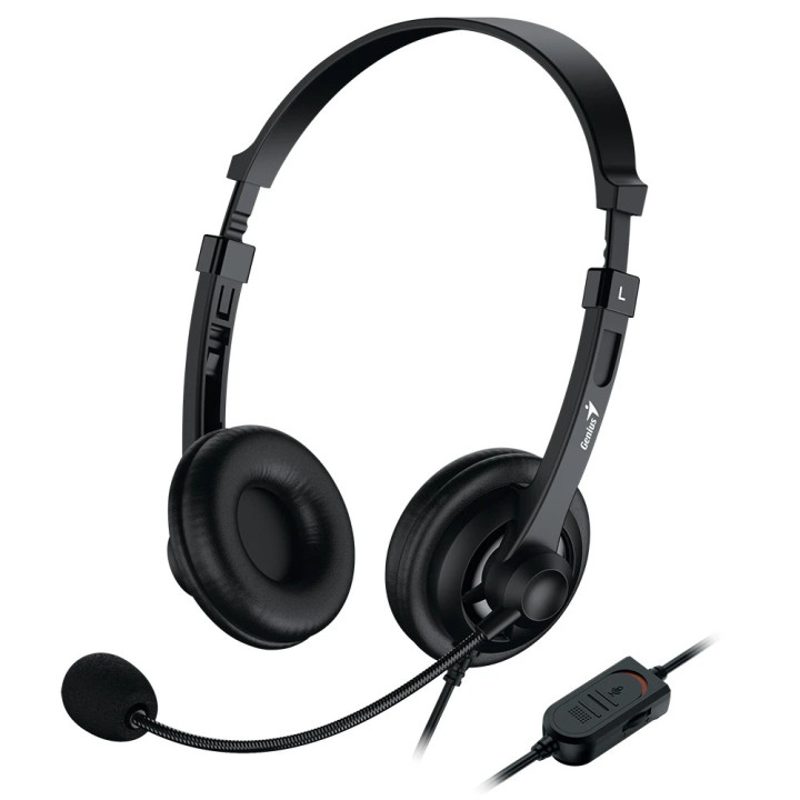 Слушалки с микрофон Genius HS-230U,USB, Mic, Black - GENIUS-HS-230U-BK