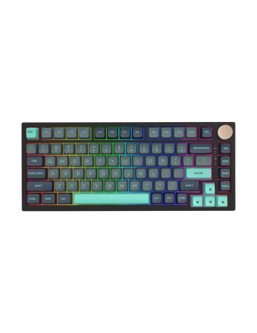 Професионална геймърска механична клавиатура VGN N75 RGB Caribbean Blue, Power Silver Switches, Linear - N75-GB-PS