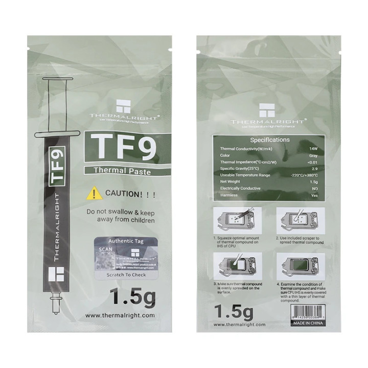Термопаста Thermalright TF9 1.5g - 14 W/mK - TF9-1.5G