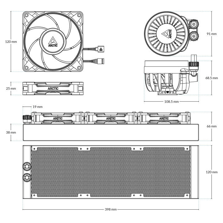 Водно охлаждане за процесор Arctic Liquid Freezer III Pro 360 A-RGB White - ACFRE00188A