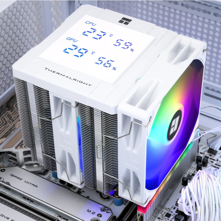 Охладител за процесорThermalright  Peerless Assassin 120 Digital A-RGB White - Dual-Tower - LGA1851/AM5 - PEERLESS-ASSASSIN-120-DIGITAL-WH