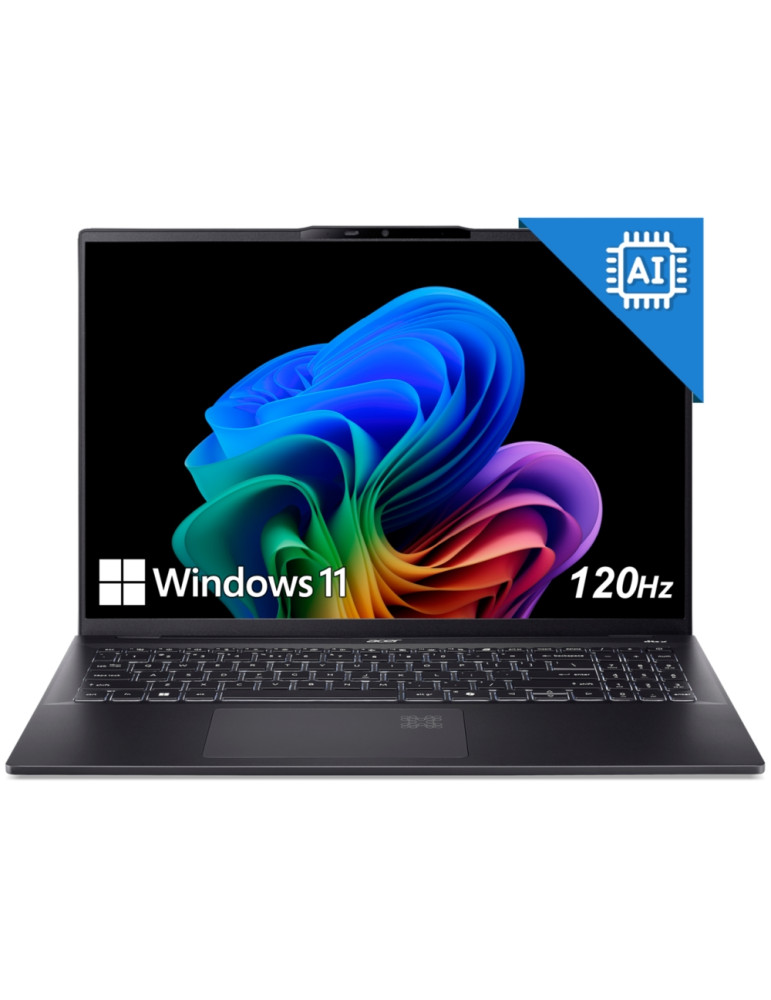 Лаптоп Acer Swift 16 AI, SF16-51-99ND, Intel Core Ultra 9 288V, 16" 2.8K OLED (2880x1800) DCI-P3 100%, 32GB LPDDR5X RAM, 1TB SSD, Intel UMA, QHD Cam, WiFi 7, BT 6E, Backlit Kbd, Win 11 Home, Ice Black - NX.J3ZEX.00C