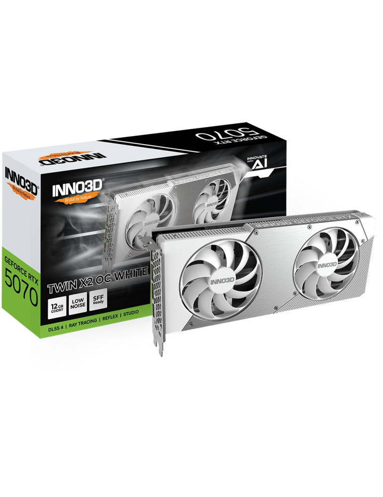 Видео карта Inno3D GeForce RTX 5070 12GB GDDR7 Twin X2 OC White - N50702-12D7X-195064W