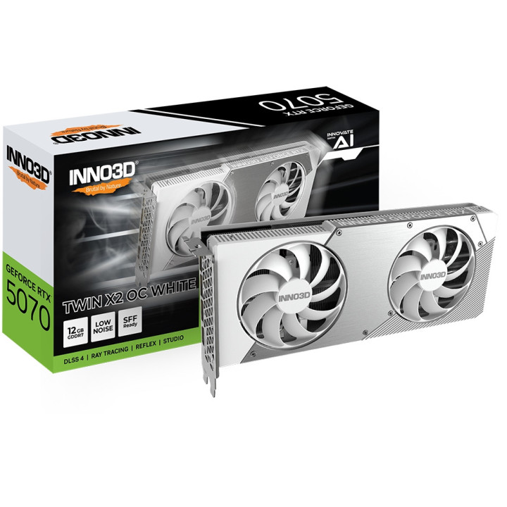 Видео карта Inno3D GeForce RTX 5070 12GB GDDR7 Twin X2 OC White - N50702-12D7X-195064W