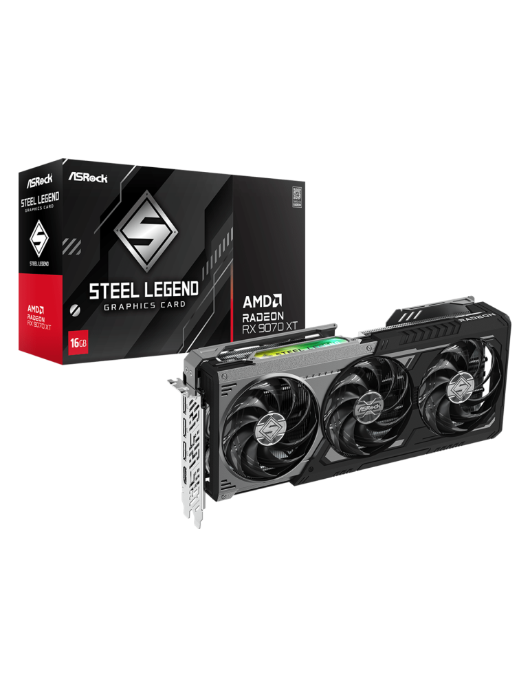 Видео карта AsRock Radeon RX 9070 XT STEEL LEGEND DARK 16GB GDDR6 - RX9070XT SLD 16G
