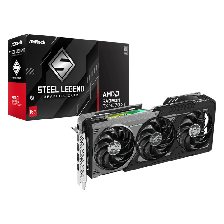 Видео карта AsRock Radeon RX 9070 XT STEEL LEGEND DARK 16GB GDDR6 - RX9070XT SLD 16G