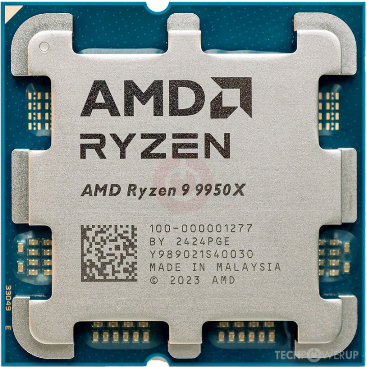 Процесор AMD Ryzen 9 9950X, 16-Core 4.3GHz, AM5, без охладител и без оригинална опаковка - 100-000001277