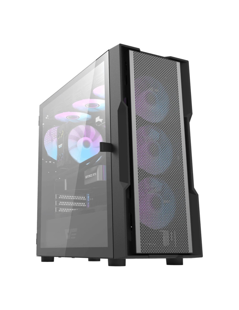 Кутия за компютър Darkflash DK431 Mesh Black, ATX, с включени 4бр вентилатора - DK431-MESH-BK