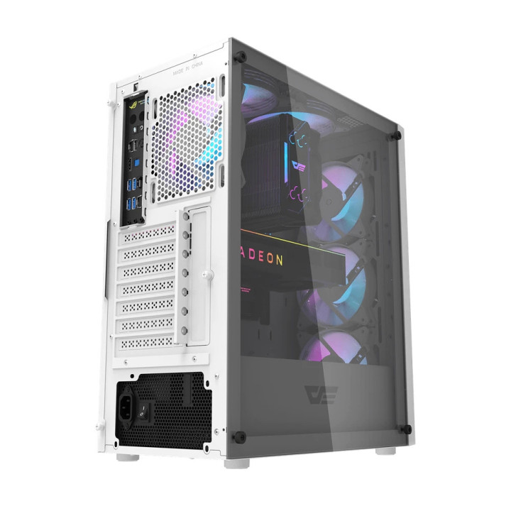 Кутия за компютър Darkflash DK352 White, ATX, с включени 4бр вентилатора - DK352-WH