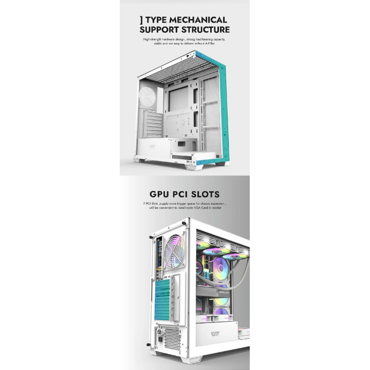 Кутия за компютър Darkflash DS900 White, ATX, USB-C - DS900-WH