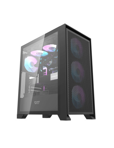 Кутия за компютър Darkflash DRX70 Mesh Black, ATX, с включени 4бр ARGB вентилатора, USB-C - DRX70-MESH-BK