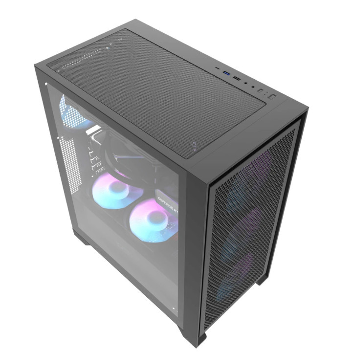 Кутия за компютър Darkflash DRX70 Mesh Black, ATX, с включени 4бр ARGB вентилатора, USB-C - DRX70-MESH-BK