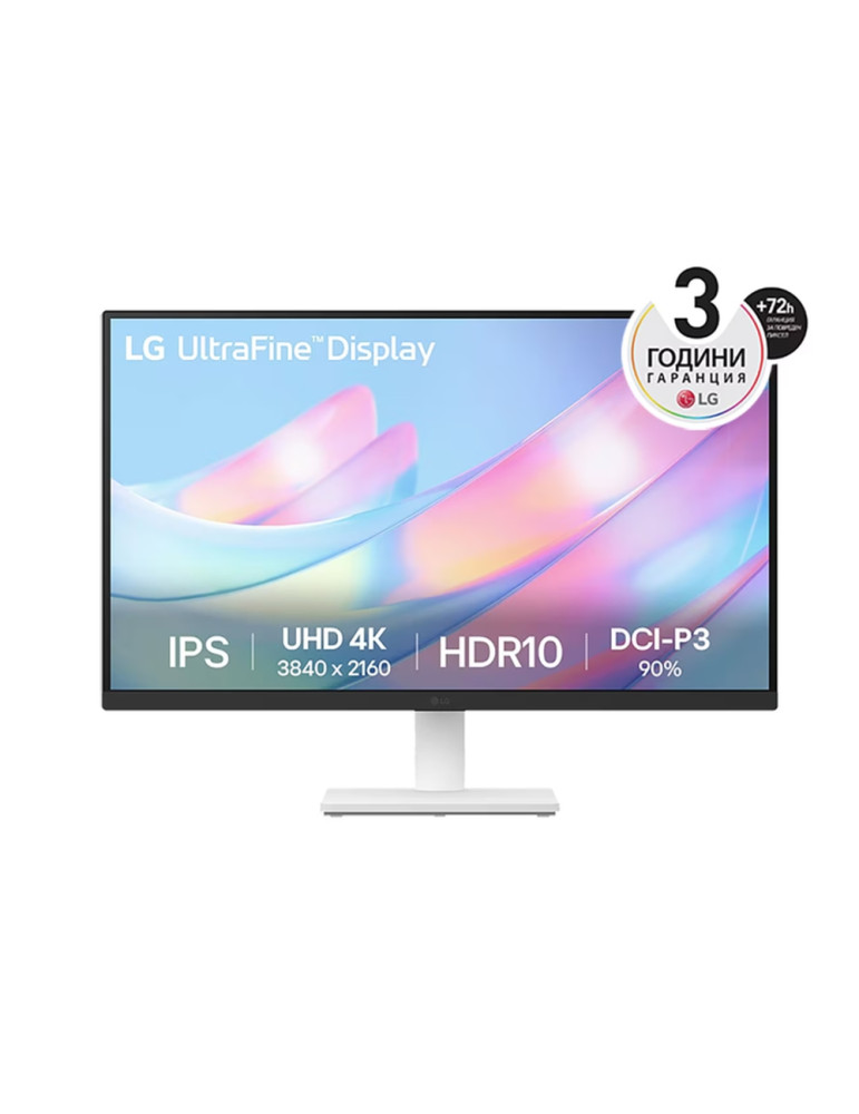 Монитор LG 27US500-W, 27" UHD 4K, IPS Anti-Glare, 5ms, 1000:1, 300cd/m, 3840x2160, DCI-P3 90% t, HDR 10, HDMI, DP, Dynamic Action Sync, LG Switch, Black/White