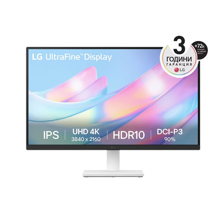 Монитор LG 27US500-W, 27" UHD 4K, IPS Anti-Glare, 5ms, 1000:1, 300cd/m, 3840x2160, DCI-P3 90% t, HDR 10, HDMI, DP, Dynamic Action Sync, LG Switch, Black/White