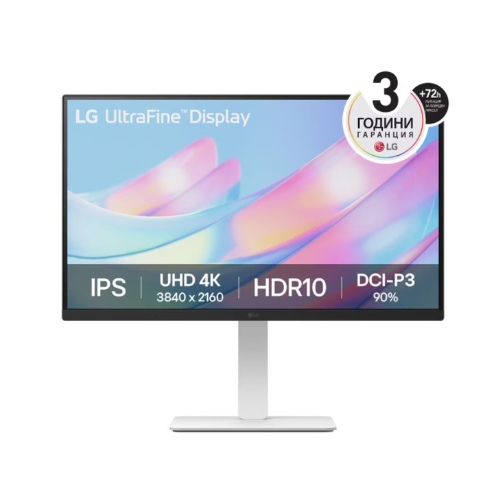 Монитор LG 27US550-W, 27" UHD 4K, IPS Anti-Glare, 5ms, 1000:1, 300cd/m, 3840x2160, DCI-P3 90% t, HDR 10, HDMI, DP, Dynamic Action Sync, LG Switch, Adjustable Stand, Black/White