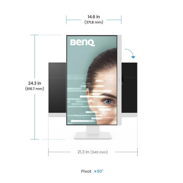Монитор BenQ GW2486TC 24" IPS, FHD, 100Hz, 1920x1080, USB-C 65W, DP1.2x1, HDMI1.4x1, DP out, Speaker 2Wx2, Height Adjustable Stand, coding mode - 9H.LMLLB.QBE