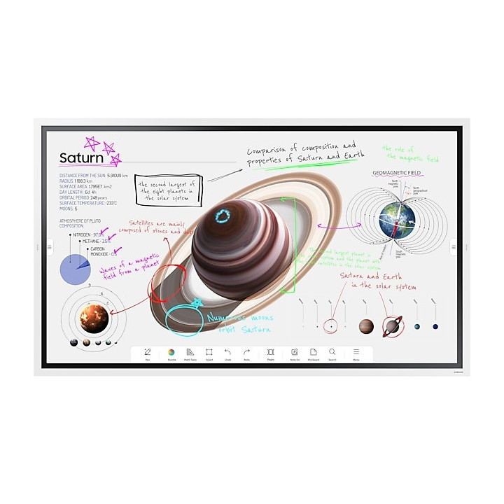 Интерактивен дисплей Samsung Flip PRO WM65B 65", 160, VA, 8ms, 350 cd/m2, 4000:1 Contrast, 4K Digital Flipchart TOUCH, Mirroring, Remote Management, Wi-Fi, 2xHDMI 2.0, DP 1.2, RJ45, RS232, Tizen 6.5, White - LH65WMBWBGCXEN