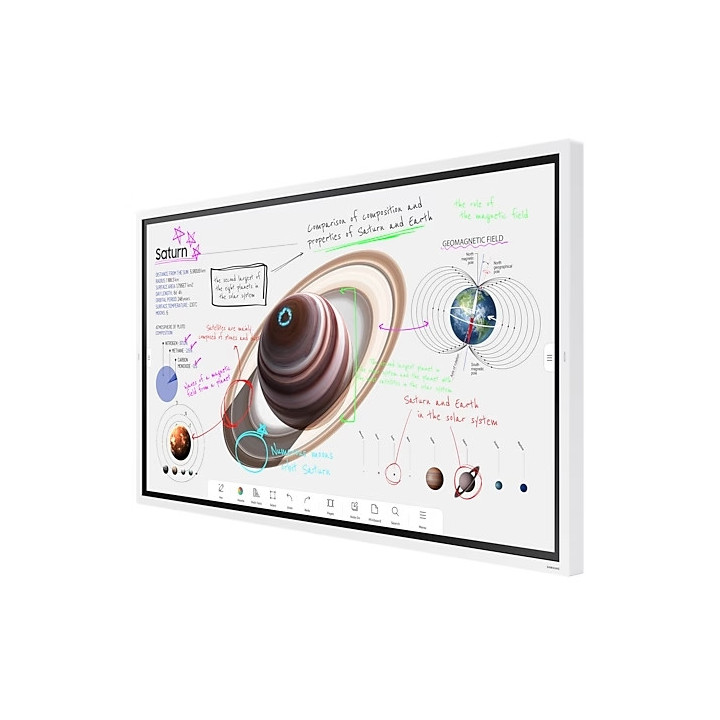 Интерактивен дисплей Samsung Flip PRO WM65B 65", 160, VA, 8ms, 350 cd/m2, 4000:1 Contrast, 4K Digital Flipchart TOUCH, Mirroring, Remote Management, Wi-Fi, 2xHDMI 2.0, DP 1.2, RJ45, RS232, Tizen 6.5, White - LH65WMBWBGCXEN