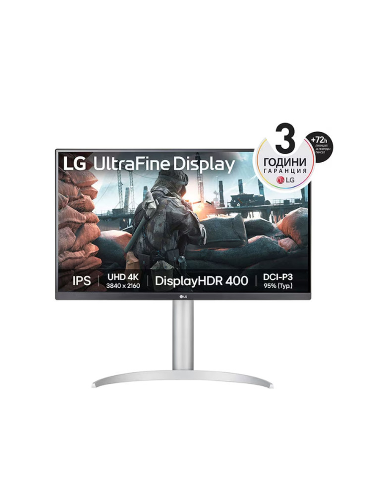 Монитор LG 27UP650P-W, 27" UHD 4K IPS AG, DCI-P3 95%, Cinema Screen, 5ms, 1200:1, Mega DFC, 400 cd/m2, 3840x2160, AMD FreeSync, HDR 10, VESA Display HDR 400, HDMI, DP, FreeSync, Headphone out, Height Adjustable, Pivot Reader Mode, Black - 27UP650K-W