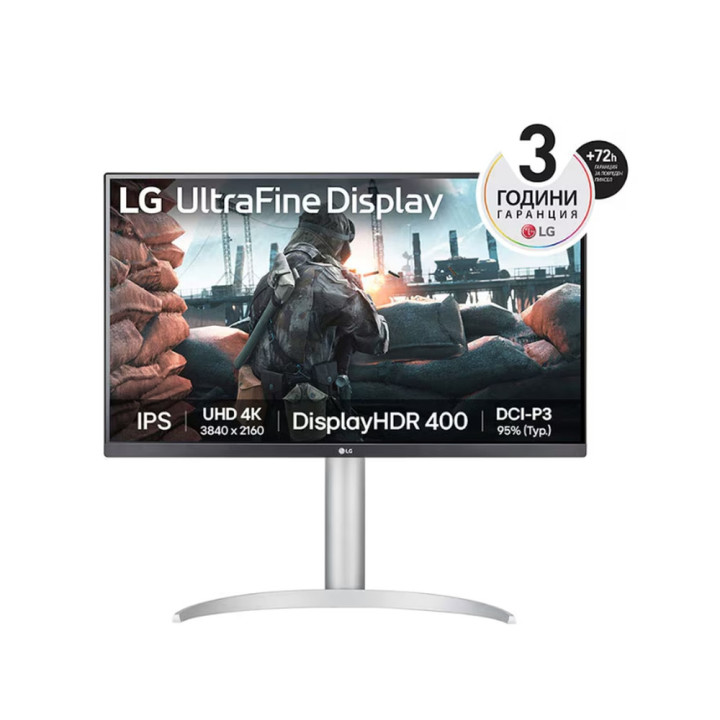 Монитор LG 27UP650P-W, 27" UHD 4K IPS AG, DCI-P3 95%, Cinema Screen, 5ms, 1200:1, Mega DFC, 400 cd/m2, 3840x2160, AMD FreeSync, HDR 10, VESA Display HDR 400, HDMI, DP, FreeSync, Headphone out, Height Adjustable, Pivot Reader Mode, Black - 27UP650K-W