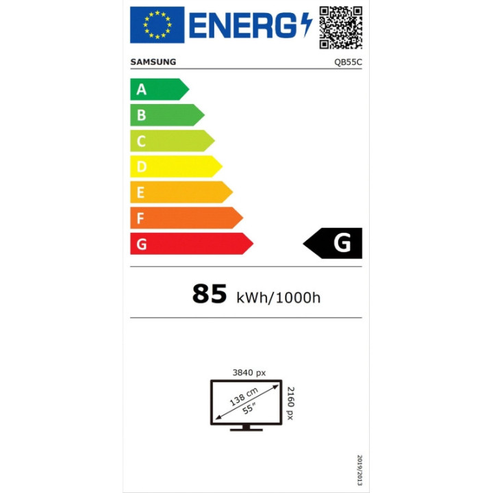 Широкоформатен дисплей Samsung LFD QB55C 55" 16/7 3840x2160 350nit BLACK - LH55QBCEBGCXEN