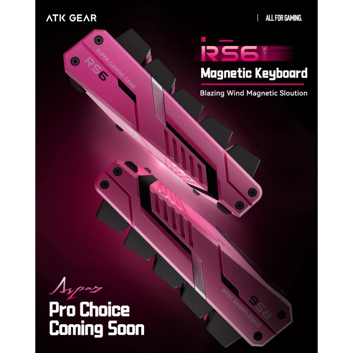 Професионална геймърска механична клавиатура ATK RS6 - 8K, Gateron Jade Pro Switches [Linear] - White - RS6-WH-GJP