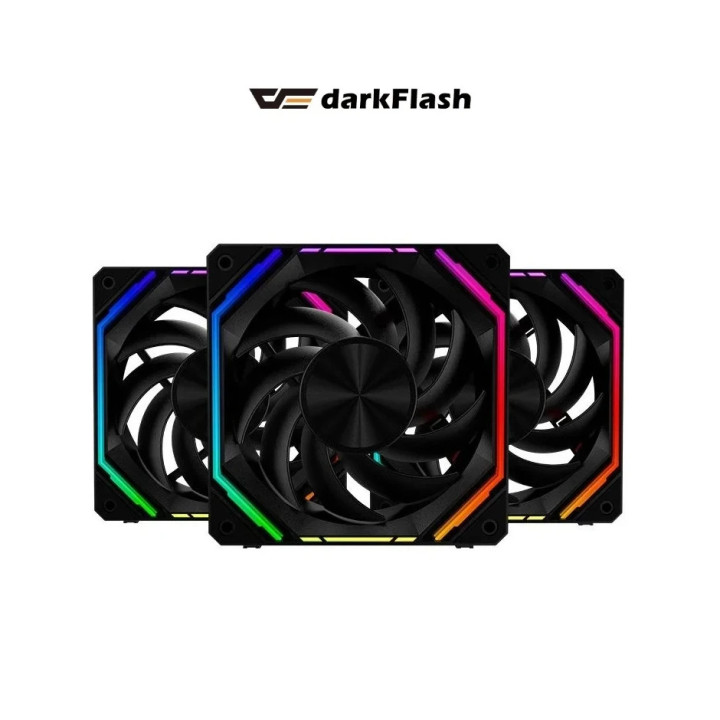 Комплект вентилатори Darkflash INF32 Black 3-in-1 3x120mm, Daisy-Chain, Infinity Mirror, A-RGB - INF32-ARGB-PACK-BK