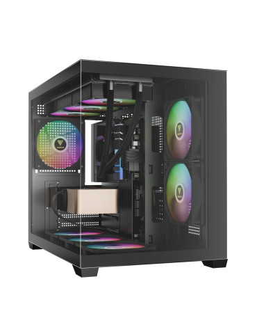 Кутия за компютър Gamdias AURA GC10M, mATX, 3 x 120 mm A-RGB, Tempered Glass - AURA-GC10M-ARGB-BK
