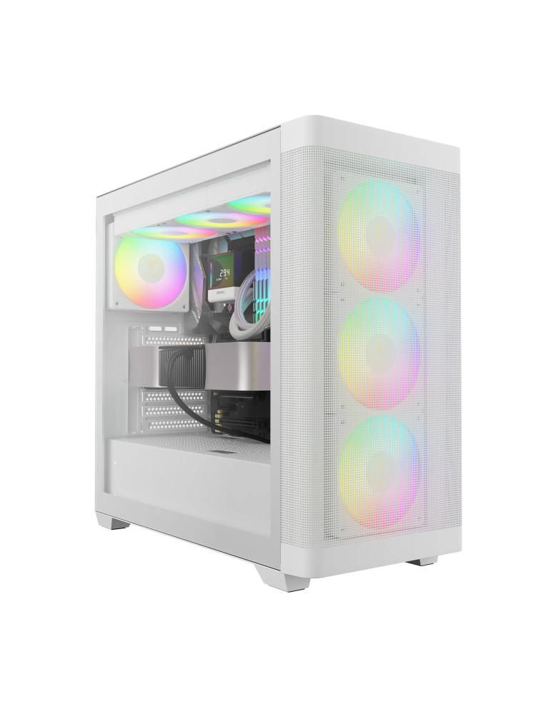 Кутия за компютър Gamdias ATHENA M3 White, E-ATX, USB-C, 4 x 120 mm A-RGB, Mesh, Tempered Glass - ATHENA-M3-WHITE