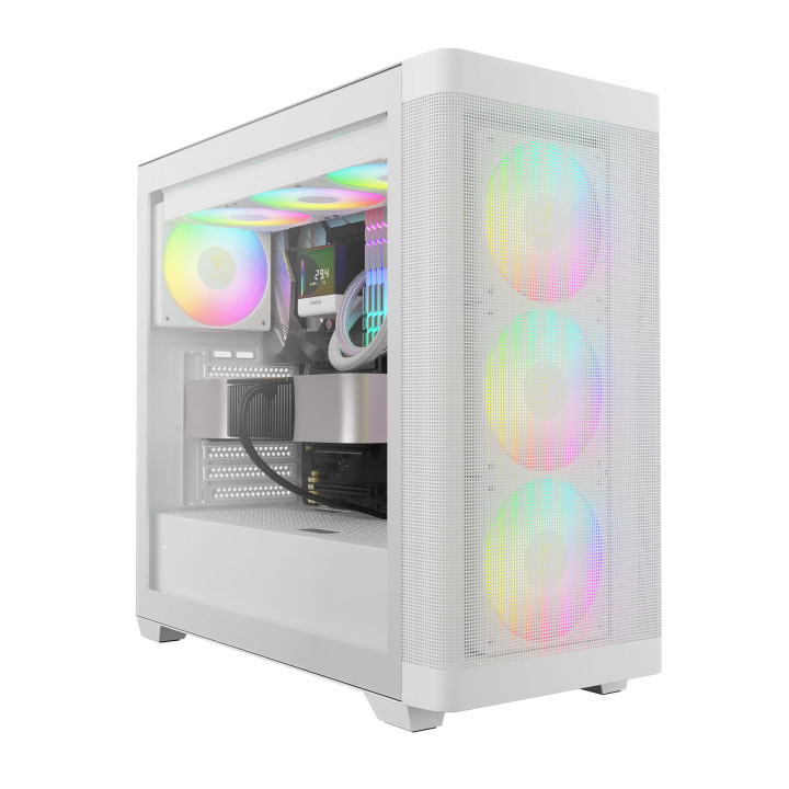 Кутия за компютър Gamdias ATHENA M3 White, E-ATX, USB-C, 4 x 120 mm A-RGB, Mesh, Tempered Glass - ATHENA-M3-WHITE
