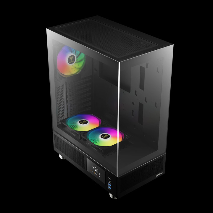 Кутия за компютър Gamdias ATLAS E1, ATX, 3 x 120 mm A-RGB, Digital Display, Tempered Glass - ATLAS-E1