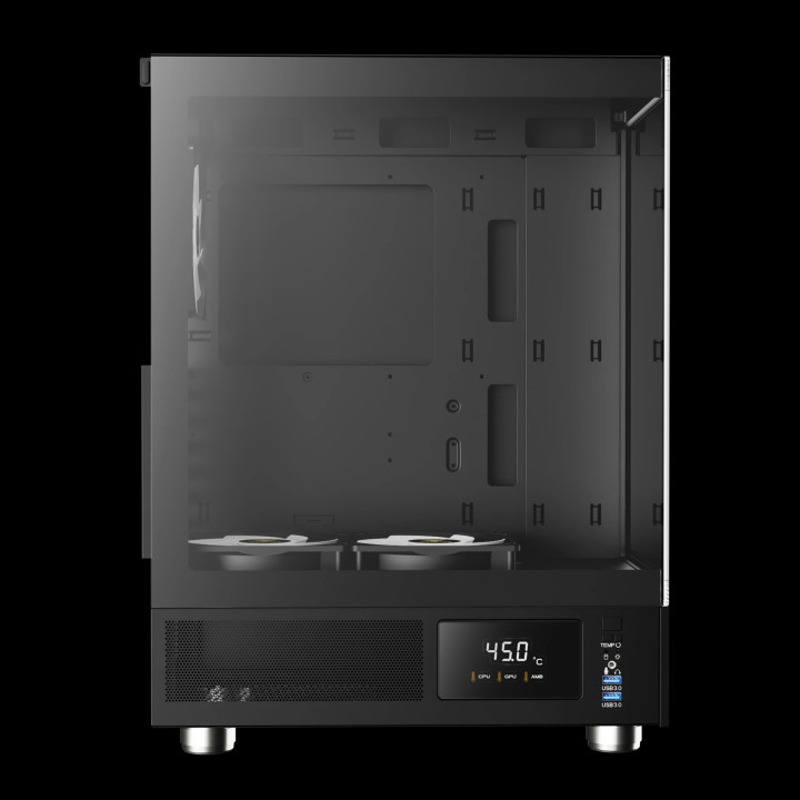 Кутия за компютър Gamdias ATLAS E1, ATX, 3 x 120 mm A-RGB, Digital Display, Tempered Glass - ATLAS-E1