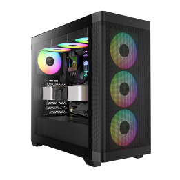 Кутия за компютър Gamdias ATHENA M3 Black, E-ATX, USB-C, 4 x 120 mm A-RGB, Mesh, Tempered Glass - ATHENA-M3-BLACK