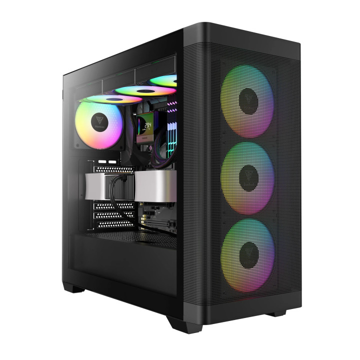 Кутия за компютър Gamdias ATHENA M3 Black, E-ATX, USB-C, 4 x 120 mm A-RGB, Mesh, Tempered Glass - ATHENA-M3-BLACK