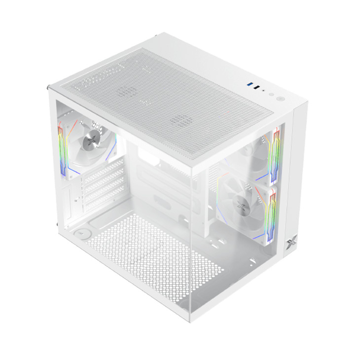 Кутия за компютър Xigmatek Aqua M Lite Arctic,White, mATX, 4PCS G22A Arctic Reverse & 1PC G22A Arctic, ARGB Remote Control Box) - AQUA_M_LITE_ARCTIC