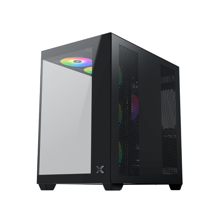 Кутия за компютър Xigmatek Aqua V Air, Black, ATX, 6PCS Z22A Reverse & 1PC Z22A & ARGB Remote Control Kit - AQUA_V_AIR