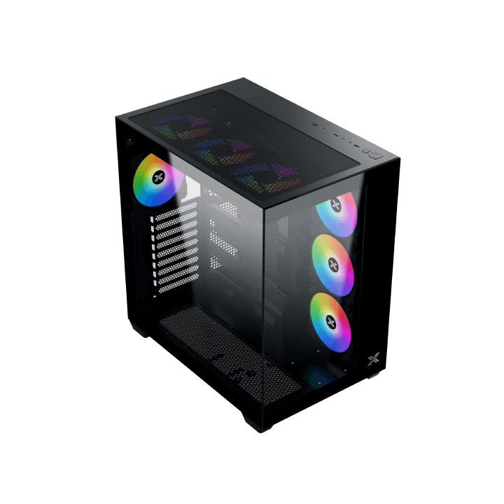 Кутия за компютър Xigmatek Aqua V Air, Black, ATX, 6PCS Z22A Reverse & 1PC Z22A & ARGB Remote Control Kit - AQUA_V_AIR