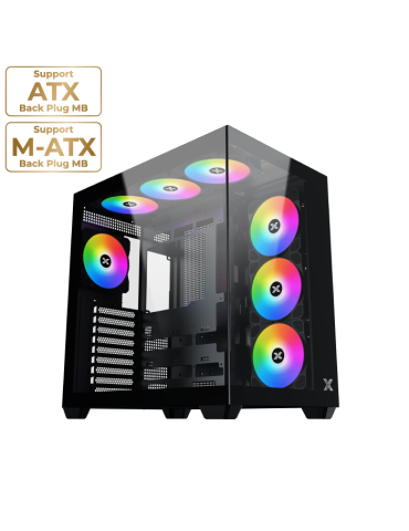 Кутия за компютър Xigmatek Aqua V Air, Black, ATX, 6PCS Z22A Reverse & 1PC Z22A & ARGB Remote Control Kit - AQUA_V_AIR