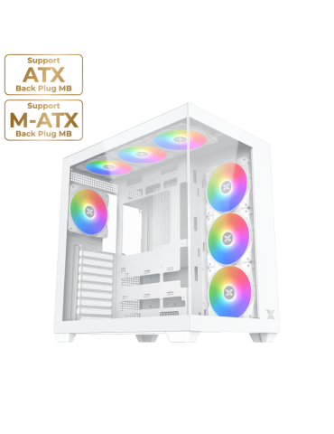 Кутия за компютър Xigmatek Aqua V Air Arctic, White, ATX, 6PCS Z22A Arctic Reverse & 1PC Z22A Arctic & ARGB Remote Control Kit - AQUA_V_AIR_ARCTIC
