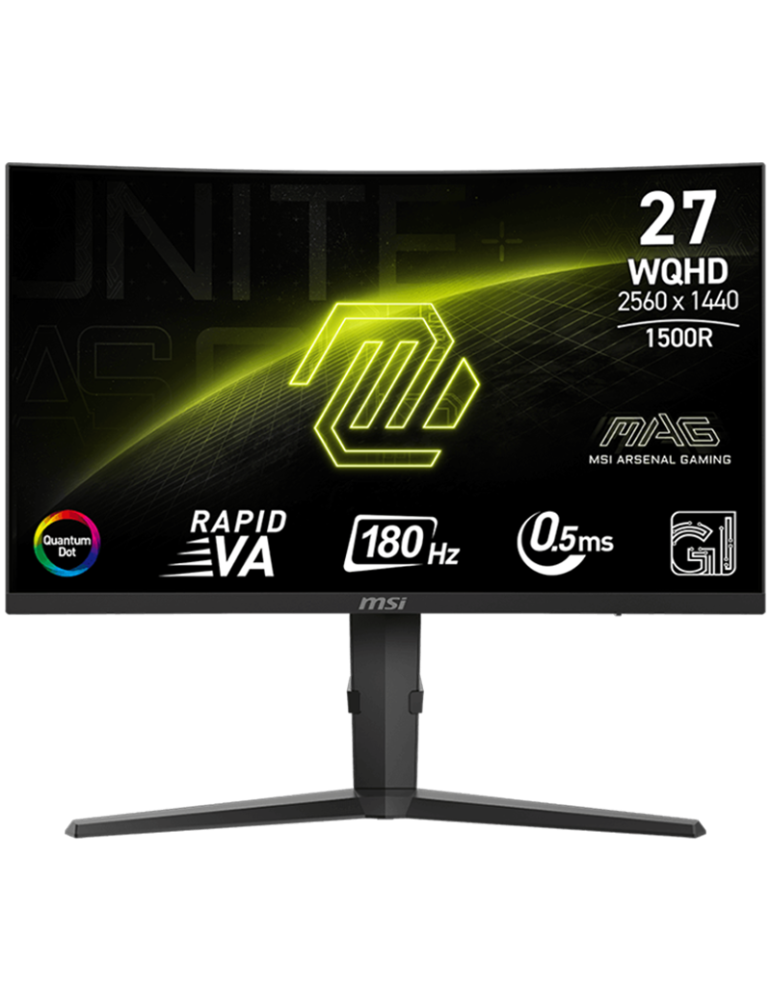 Монитор MSI MAG 275CQRF QD E2, 27" 180Hz, WQHD (2560x1440) 16:9, Rapid VA, Anti-glare, Quantum Dot, 0.5ms, 300nits, 5000:1, 178/178, 1500R Curve, AMD FreeSync, 1x DP, 2x HDMI, 1x Type-C, USB Hub