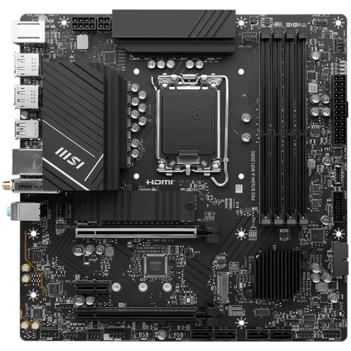 Дънна платка MSI PRO B760M-A WIFI, mATX, LGA1700, 2x M.2 slots, WI-FI 6E, BT