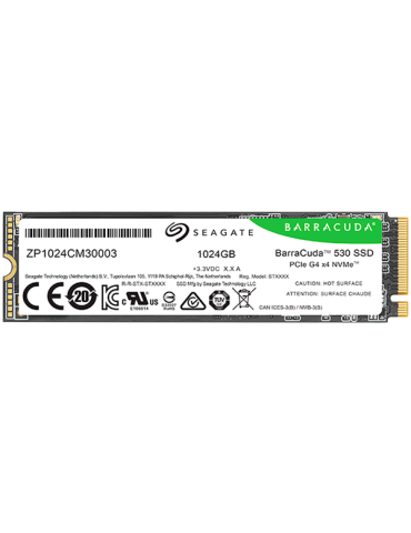 SSD диск Seagate 1TB BarraCuda 530 M.2 2280-S2 PCIe Gen4 x4 NVMe 2.0, Read/Write: 7400/6100 MBps, TBW 600 - ZP1024CM3A003
