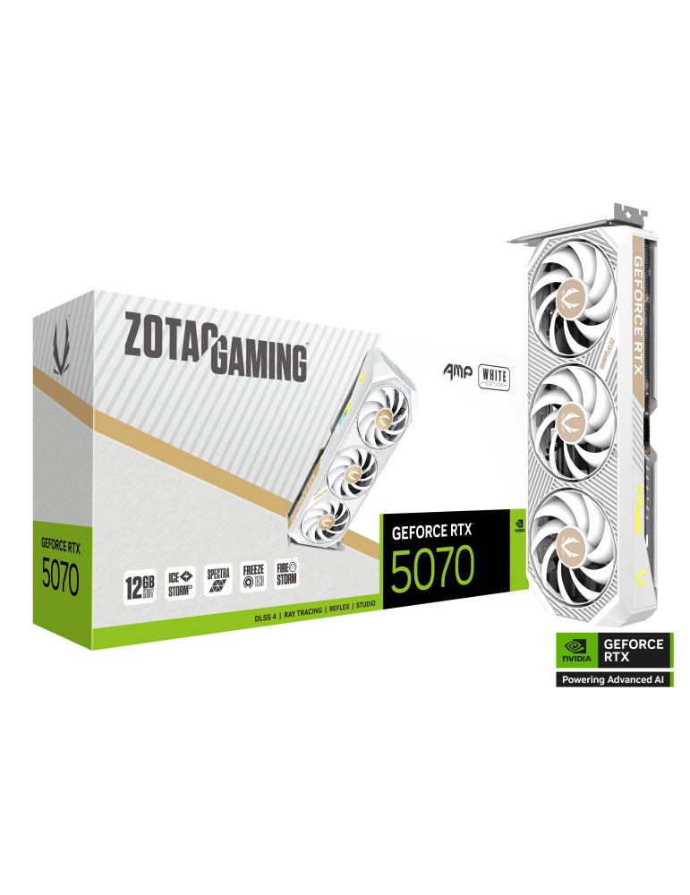 Видео карта Zotac Gaming GeForce RTX 5070 AMP White Edition 12GB GDDR7 - ZT-B50700FQ-10P