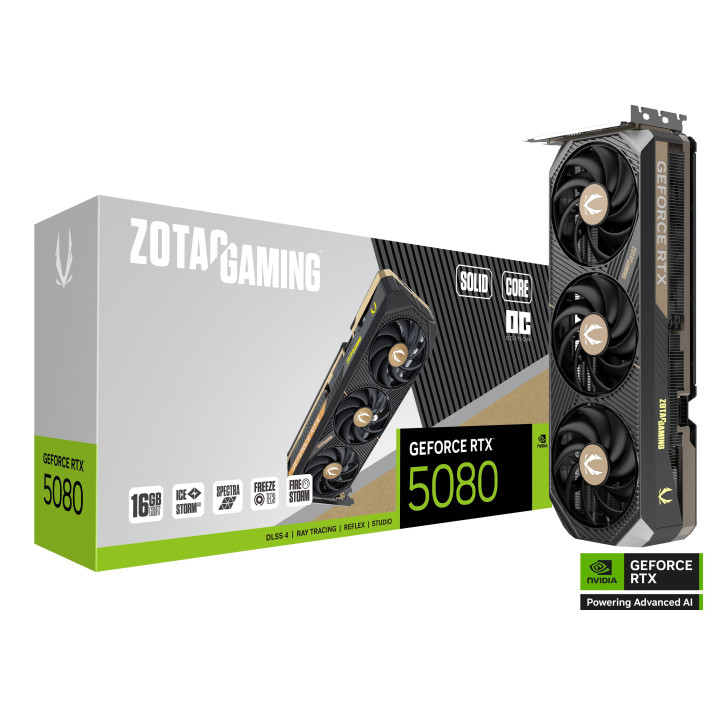 Видео карта Zotac Gaming GeForce RTX 5080 Solid Core OC 16GB GDDR7 - ZT-B50800J2-10P