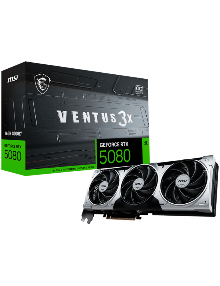 Видео карта MSI Nvidia GeForce RTX 5080 16G VENTUS 3X OC PLUS, 16GB GDDR7, 256bit