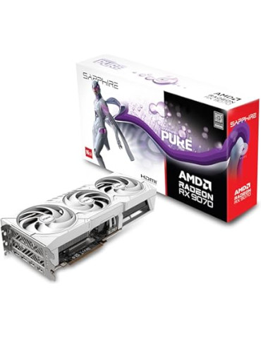 Видео карта Sapphire PURE Radeon RX 9070 XT OC 16GB GDDR6, 265bit, White - 11348-02-20G
