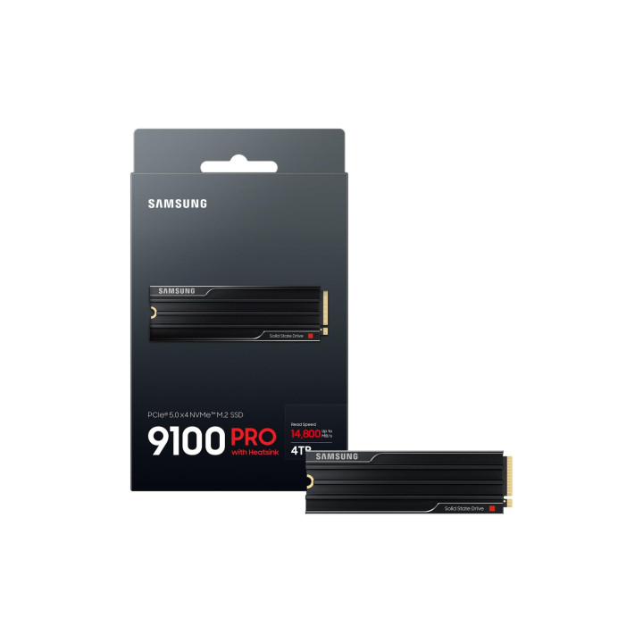 SSD диск Samsung 4TB 9100 PRO, PCIe 5.0 NVMe M.2 Type 2280 Heatsink, 14700/13300MB/s - MZ-VAP4T0CW