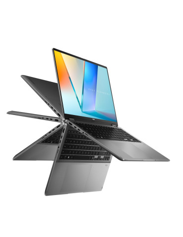 Лаптоп Asus Vivobook Flip TP3607SA-RJ004W, Intel Core Ultra 5 226V, 16" OLED WQXGA (WQ ) 2880X1800 16:10 Bend 400nits(HDR) Glare, 16GB LPDDR5X RAM, 512GB SSD, Win 11, Matte Gray   Backpack - 90NB1511-M003F0