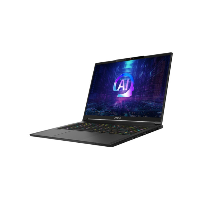 Лаптоп MSI Stealth A16 AI  A3XVFG, AMD Ryzen AI 9 HX 370, 16" 16:10 QHD  (2560x1600) OLED 240hz, 32GB LPDDR5x RAM, 1TB SSD, RTX 4060 8GB GDDR6 233 AI TOPS, Wi-Fi 7, Per-Key RGB KBD by SteelSeries, Win 11 Home - 9S7-15FK35-276